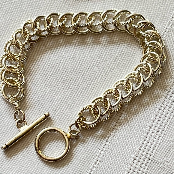 Chainmaille Rope & Smooth Texture Rings Bracelet Double Link Charm Bracelet - Picture 6 of 16